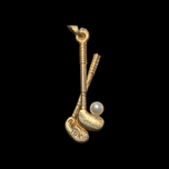 10K Yellow Gold Golf Clubs and Pearl Charm