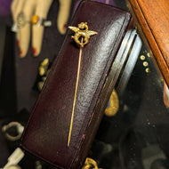 Antique 14K Yellow Gold Griffin Stick Pin With Diamond Eye