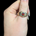 10K Yellow Gold Bezel Set Garnet & Diamond Ring Size 8 1/4 - Unisex