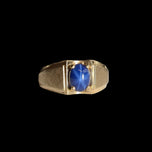 10K Yellow Gold Star Sapphire Etched Band Size 10 1/4