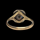 Art Deco 10K Yellow Gold Square Cut Onyx and Diamond Inlay Ring Size 5 3/4