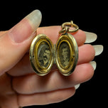 Antique Victorian Gold Fill Pocket Watch Chain & Double Sided Locket Fob: Yellow & Moss Agate