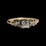 14K Yellow & White Gold & Diamond Art Deco Ring Size 6 3/4