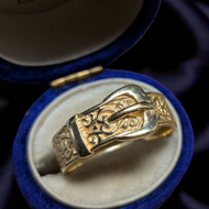 Vintage 9K Yellow Gold Intricate Filigree Style Belt Ring Size 7
