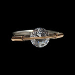 T. Plodowski Sterling Silver, 14K Gold & CZ Tension Set Bypass Solitaire Ring Size 7 1/2