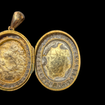 Antique Victorian Gold Filled Locket Pendant with Paste Stone