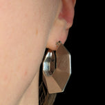 Sterling Silver Modern Chunky Hexagon Geometric Hoops