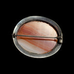 Antique Sterling Silver Banded Agate Brooch C Clasp
