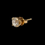 14K Yellow Gold Diamond Solitaire Stud Earrings 1.03 CT Total Weight