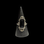 Sterling Silver Rectangular Cut Onxy & Marcasite Deco Ring Size 6 3/4