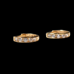 Small / Childs 14K Yellow Gold & Cubic Zirconia Huggy Hoops 9.45mm