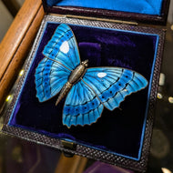 Charles Horner Sterling Silver Blue Morpho Butterfly Brooch C Clasp