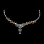 1950's Christian Dior by Mitchel Maer Demi-Parure Faux Sapphire / Pearl Necklace and Earrings Set