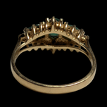 14K Yellow Gold, Emerald and Diamond Estate Ring Size 7