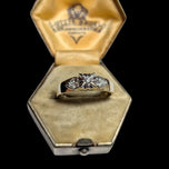 10K Yellow Gold Illusion Set Heart Flanked Diamond Ring Size 7 3/4