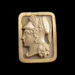 Antique Left Facing Cameo Brooch: Lava Stone & Gold Filled Shell C Clasp