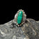 George Kee Sterling Silver Navajo Green Malachite Cabochon Ring Signed G.K. Size 6.5