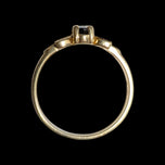 10K Yellow Gold Sapphire & Diamond Floral Shank Ring Size 6 1/4