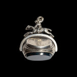 Antique / Victorian Silver / Carnelian & Bloodstone Spinner Fob Equestrian Rider Sheffield
