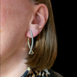 Large 14K Yellow Gold Diamond Twist Drop Stud Earrings
