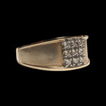 10K Yellow Gold 9 Diamond Brushed Cluster Band Size 11 3/4