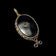 10K Yellow Gold Art Deco Onyx & Diamond Inlay Oval Pendant