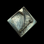 Vintage Modernist Sterling Silver Abstract Brooch with Black Onyx Signed