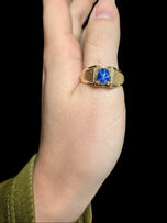 10K Yellow Gold Star Sapphire Etched Band Size 10 1/4