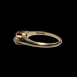 Antique 14K Yellow Gold Claw Set Garnet & Seed Pearl Ring Size 5.5