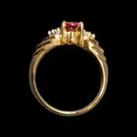14K Yellow Gold Oval Cut Pink Tourmaline & Diamond Ring Size 7 3/4