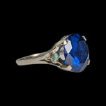 10K White Gold Synthetic Blue Spinel & Turquoise Ring Size 5.5