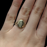 10K Yellow Gold Plain Signet Ring Scroll Work Sides Size 4.5
