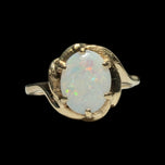 10K Yellow Gold Claw Set Oval Opal Ring Size 7 3/4