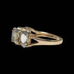 14K Yellow Gold Oval Cut 5 Stone Aquamarine Ring Size 6.5