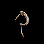 14K Yellow and White Gold Omega Back Twist Earrings with Diamonds