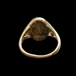 10K Yellow Gold Plain Signet Ring Scroll Work Sides Size 4.5