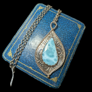Sterling Silver, 14K & Larimar Olga Sitnik Artist Signed
