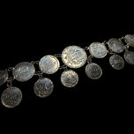Victorian Era Etched Love Token Coin Family Monogram Panel Link Bracelet