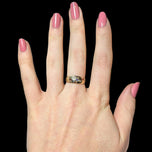Antique 10K Yellow Gold Purple Sapphire, Garnet, White Topaz Etched Band / Gypsy Ring Size 6 1/2