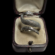 Sterling Silver Etched Snake Ring Size 7 3/4