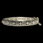 18K White Gold & Diamond Filigree Art Deco Bangle Bracelet