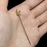 Antique 14K Edwardian Gold Swallow Bird In Flight Seed Pearl Stick Pin
