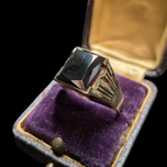 10K Yellow Gold Square Cut Hematite Signet Style Ring Size 11.5