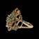 10K Circular Geometric Abstract Design Ring with Emeralds Size 6