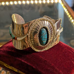 Sterling Silver Inlay Navajo Turquoise Native American Cuff Bracelet J Boyd