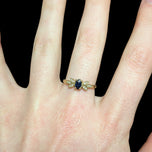 10K Yellow Gold Sapphire & Diamond Floral Shank Ring Size 6 1/4
