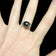 14K White Gold Diamond & Tahitian Black Pearl Ring Size 5 3/4