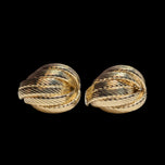 10K Yellow Gold Braided / Ribbed Domed Stud Pierced Earrings