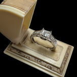 Estate 14K White Gold Princess Cut Diamond Ring 6.5mm Size 6 3/4