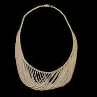 Sterling Silver Art Deco Drape Chain Necklace - Flapper Style Bib / Collar